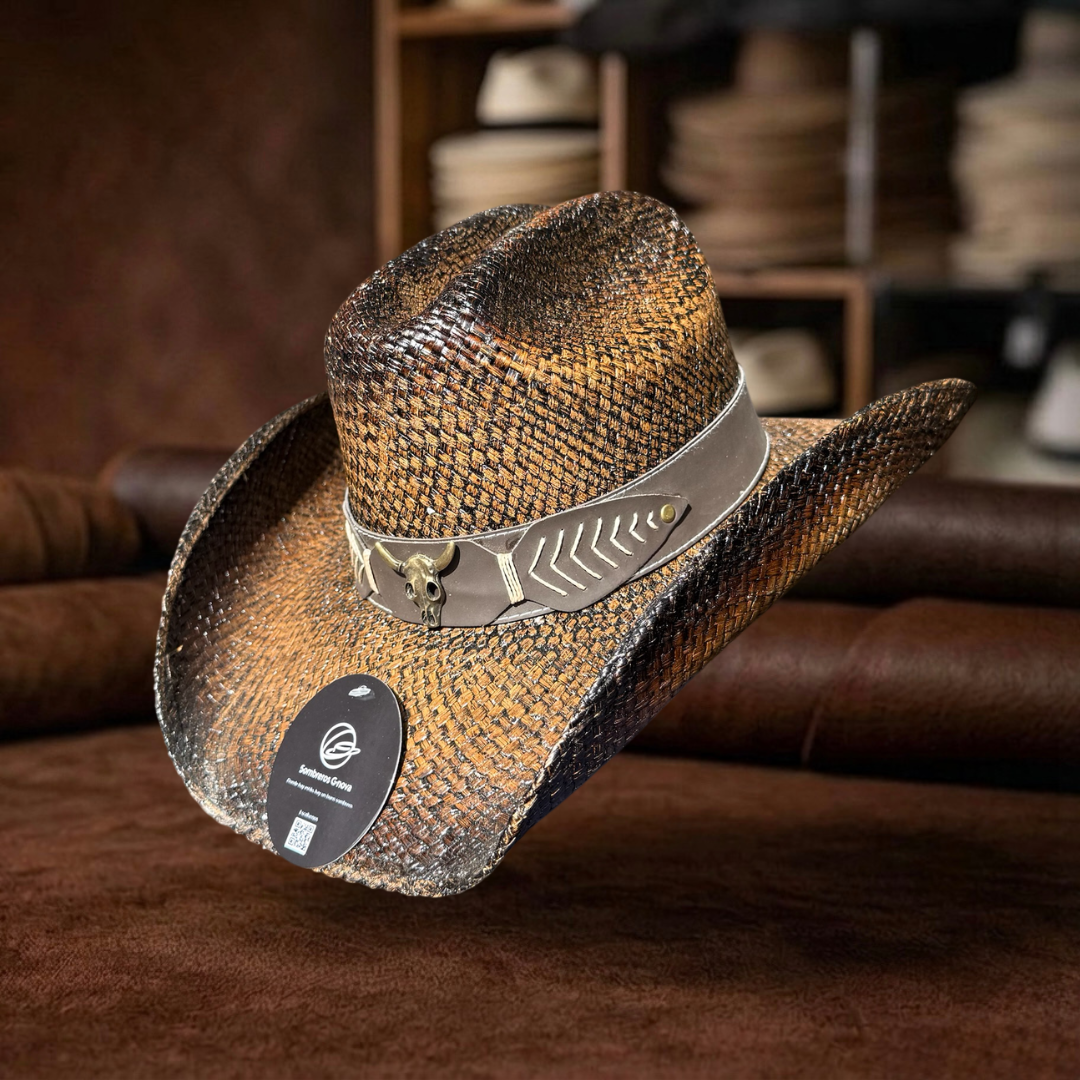 Sombrero Vaquero café madera del Oeste
